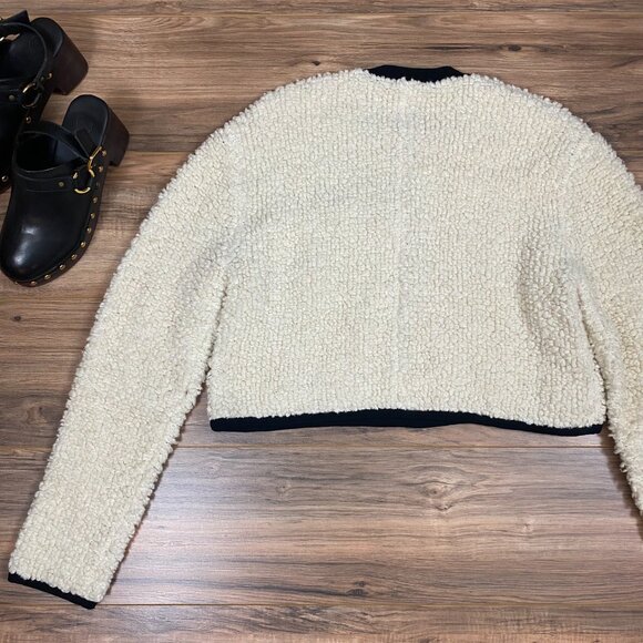 T by Alexander Wang Cropped Sherpa Sweater Women's Size M Color Cream - Picture 8 of 8
